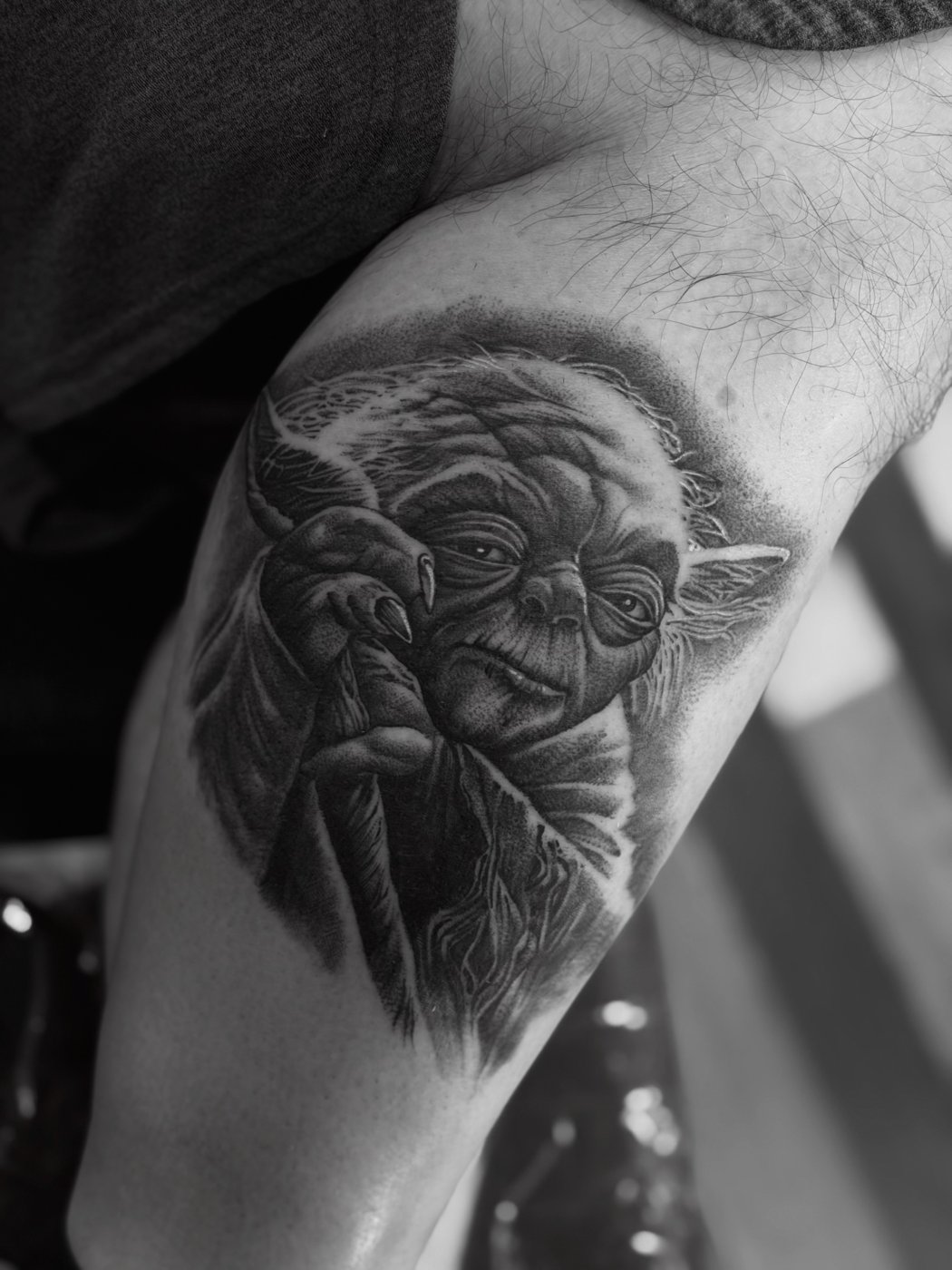 Yoda portrait tattoo by Katy, Kustom Tattoo Club