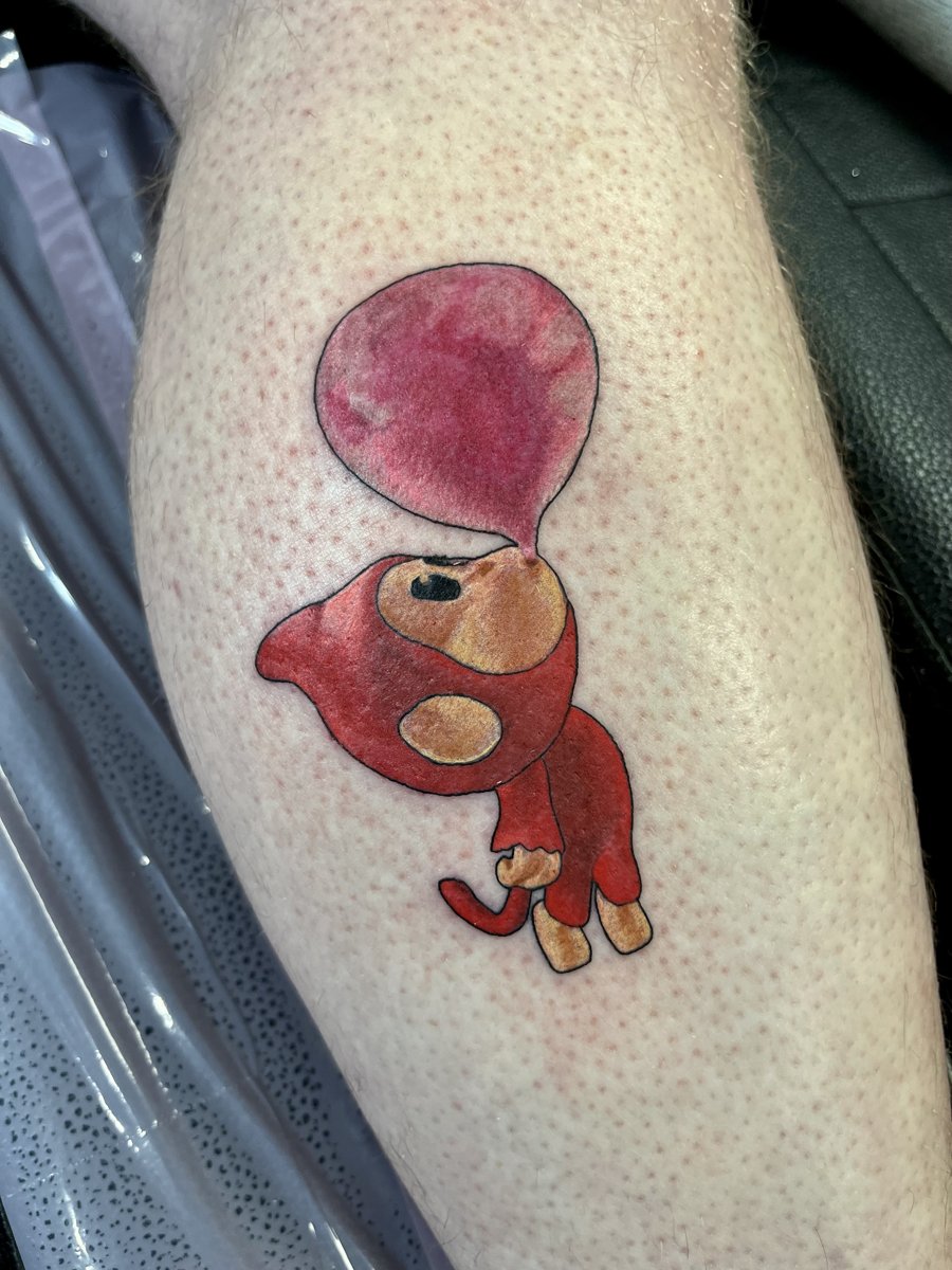 Bubblegum cartoon character, tattoo by Trin, Kustom Tattoo Club